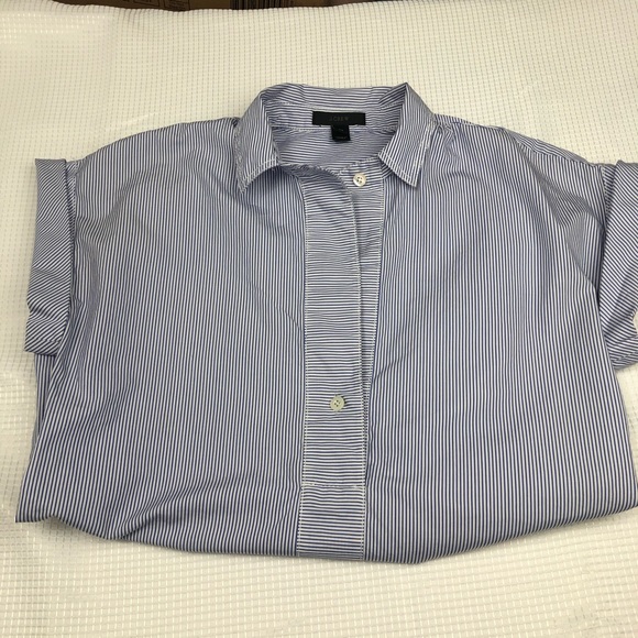 JCrew Blue Stripe Button-up Blouse Size 00 - Picture 5 of 10